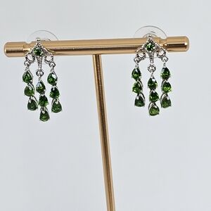Genuine Russian Chrome Diopside Earrings Platinum & Sterling Silver!